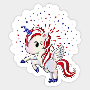 July 4 American Unicorn Pegasus Sticker